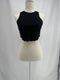 BLACK WAFFLE KNIT CROP TOP TANK